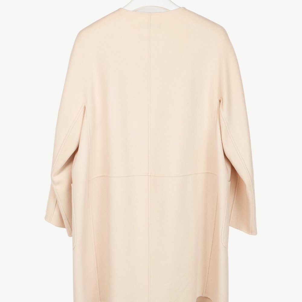 Max Mara Studio Beige Wool Embellished-Neck Coat - Picture 2 of 11